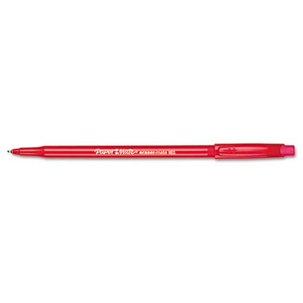 Vertex Eraser Mate Ballpoint Stick Erasable Pen  Red Ink  Medium  Dozen VE39869